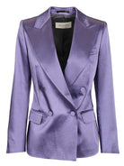 Dries Van Noten Double-Breasted Satin Blazer - Viola