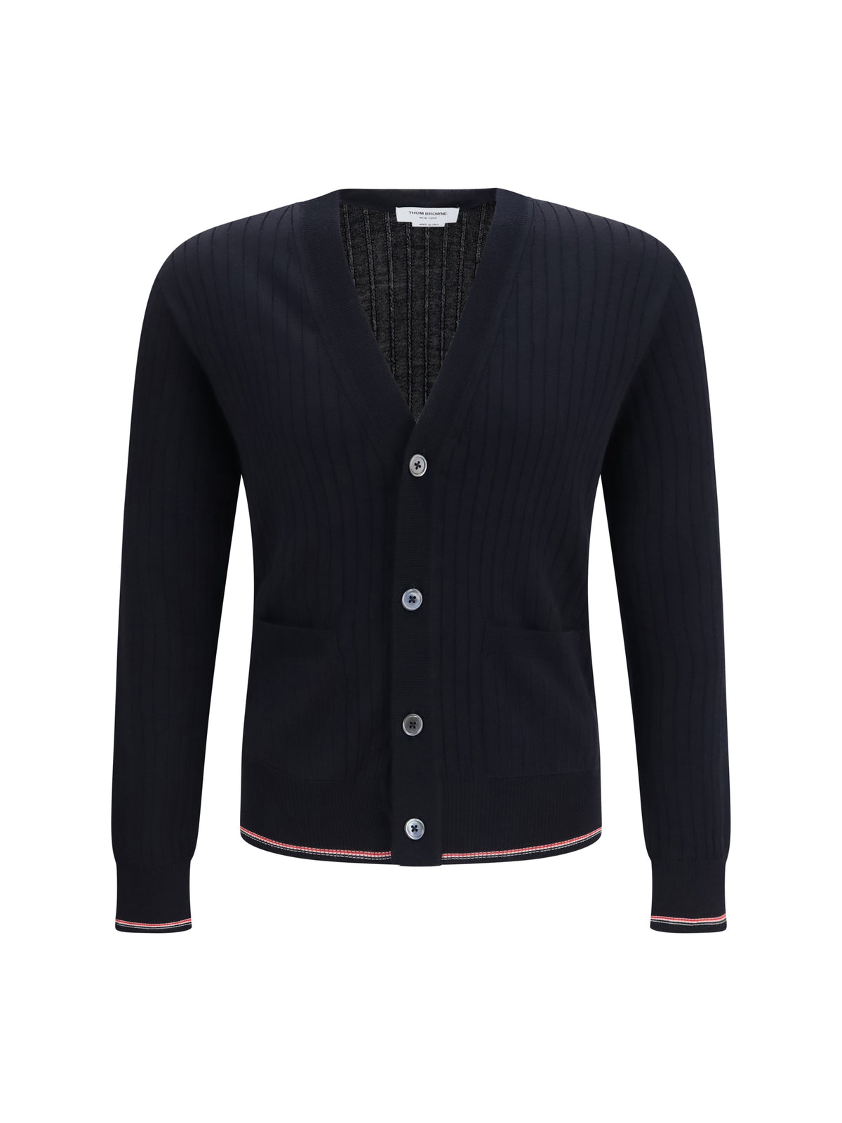 Thom Browne Ribbed merino wool Cardigan - Navy