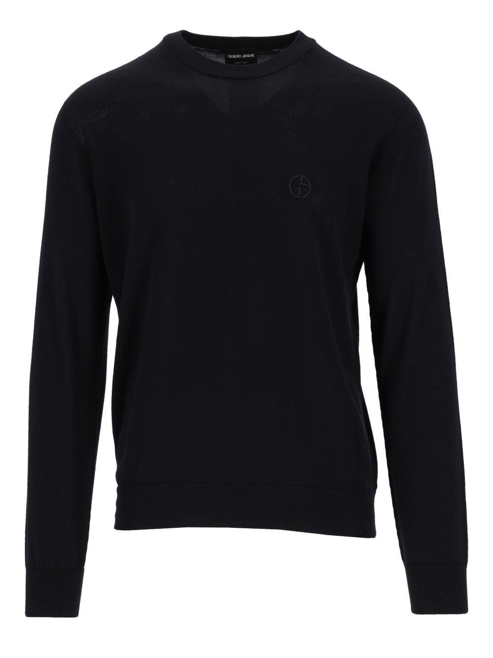 Giorgio Armani Crew Neck Wool Sweater - Blue