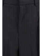 Ami Paris Wide-leg tailored Pants - Gris Charcoal/Marron Choco