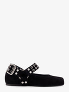 Alaïa Suede Biker Flat Ballerinas - Noir