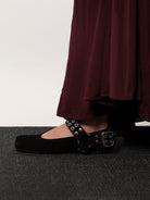 Alaïa Suede Biker Flat Ballerinas - Noir