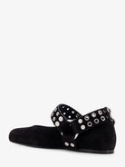 Alaïa Suede Biker Flat Ballerinas - Noir
