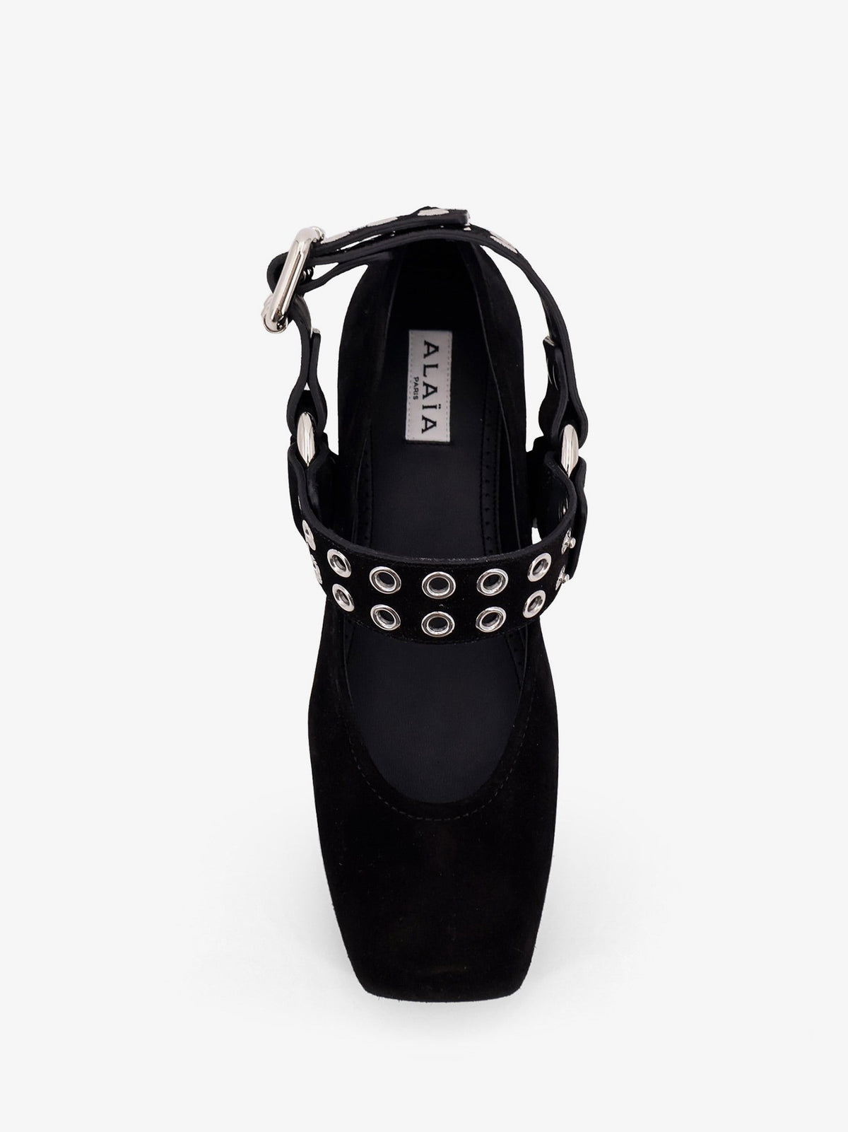Alaïa Suede Biker Flat Ballerinas - Noir