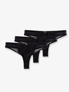 Boss Lurex thong tripack with lace trim - Black