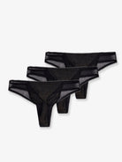 Boss Lurex thong tripack with lace trim - Black
