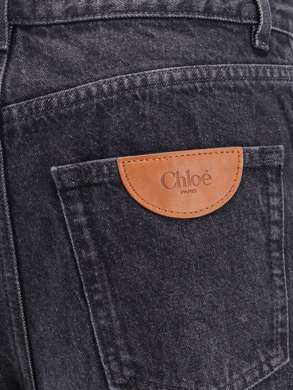 Chloé Jeans with iconic leather logo tag - Onyxblack