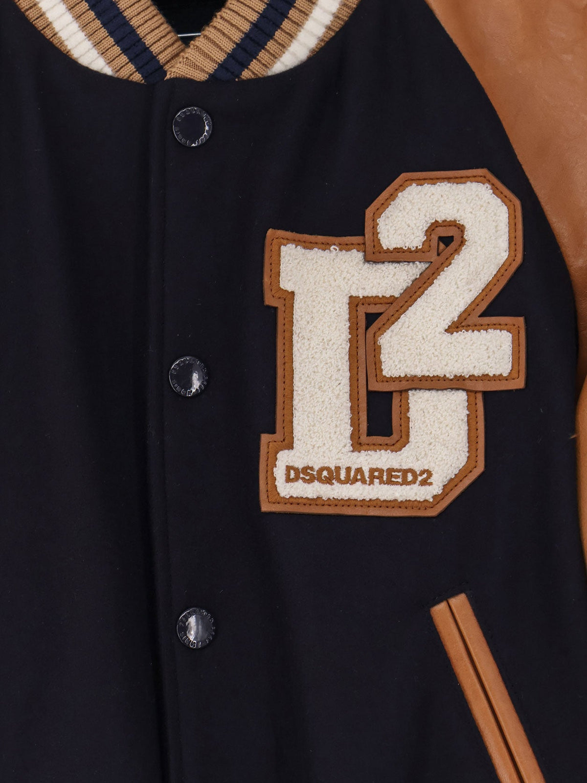 Dsquared2 D2 Varsity wool and leather bomber - Blue