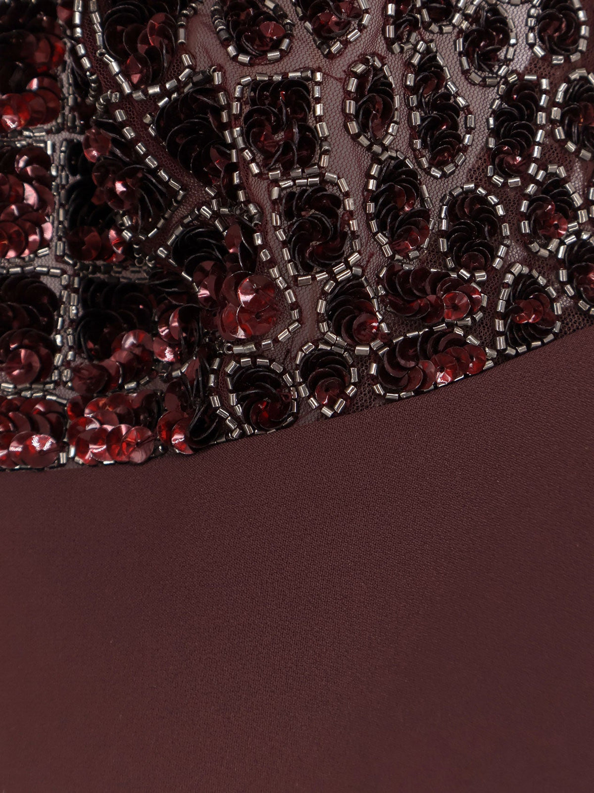 Elisabetta Franchi Satin suit with sewuins on the top - Merlot