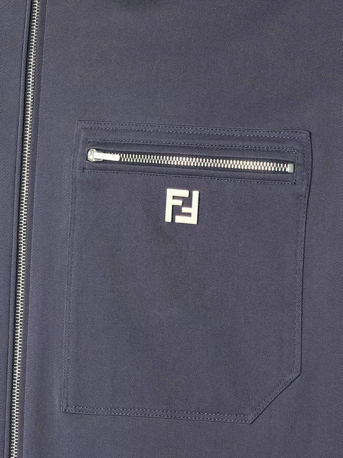 Fendi Cotton jacket with FF detail - Dark Blue