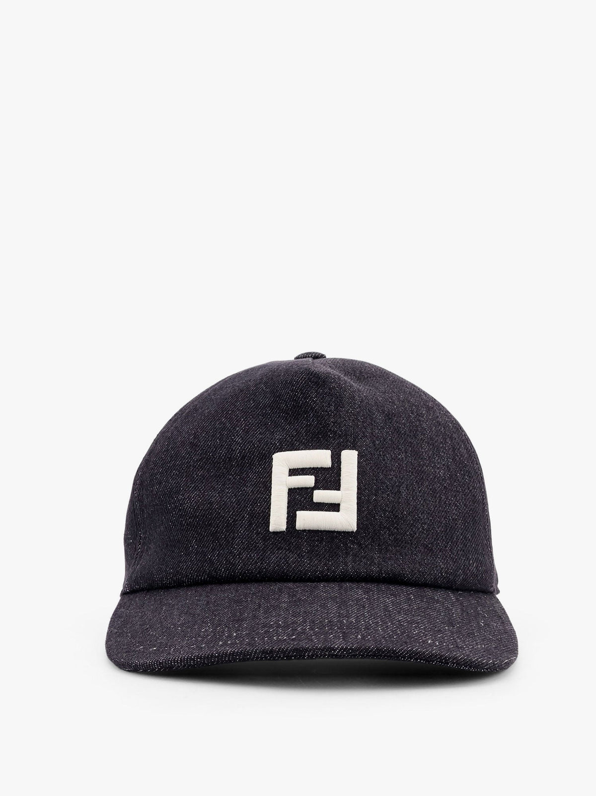 Fendi Denim baseball hat with logo embroidery - Nero