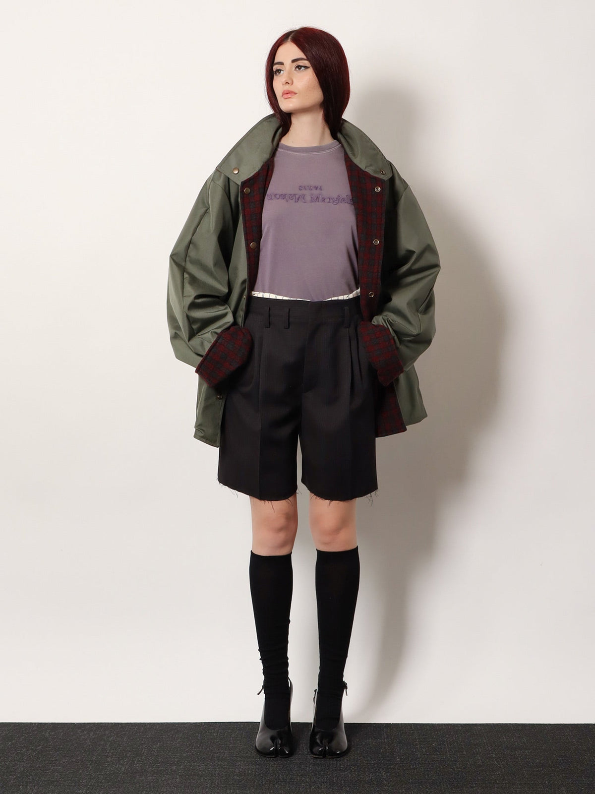 Maison Margiela Striped virgin wool shorts - Black/Blue