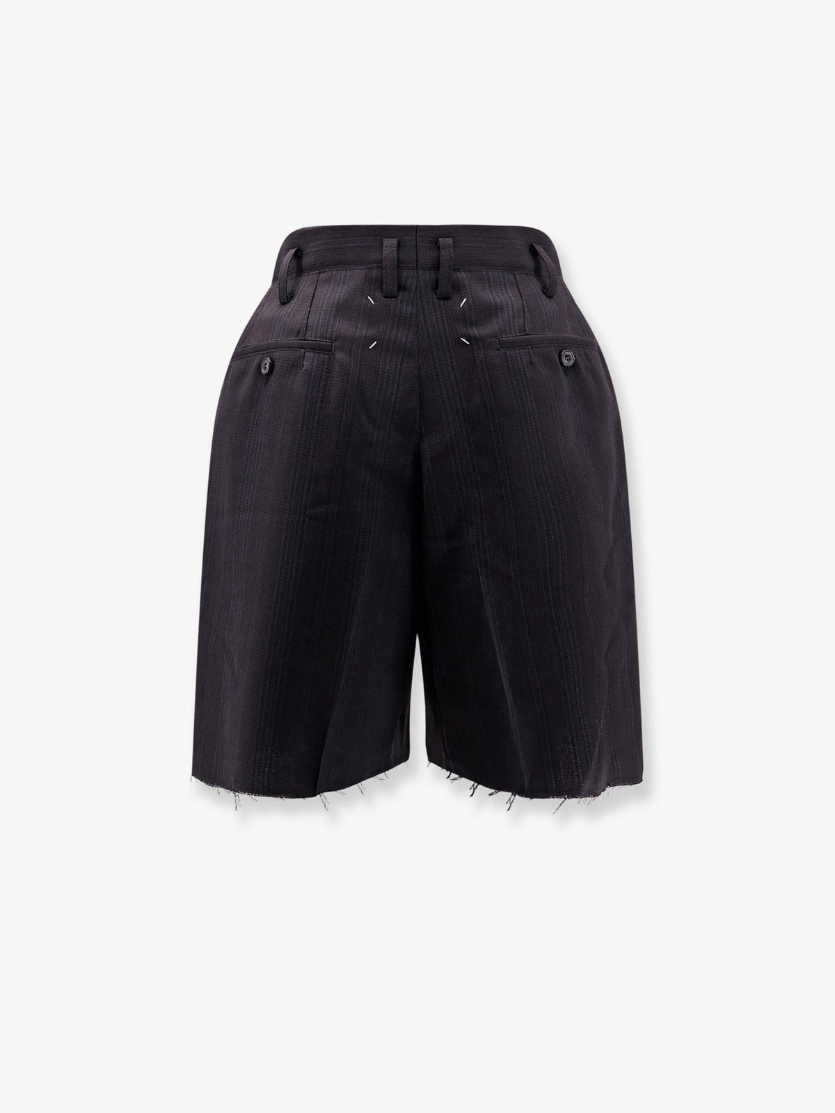 Maison Margiela Striped virgin wool shorts - Black/Blue