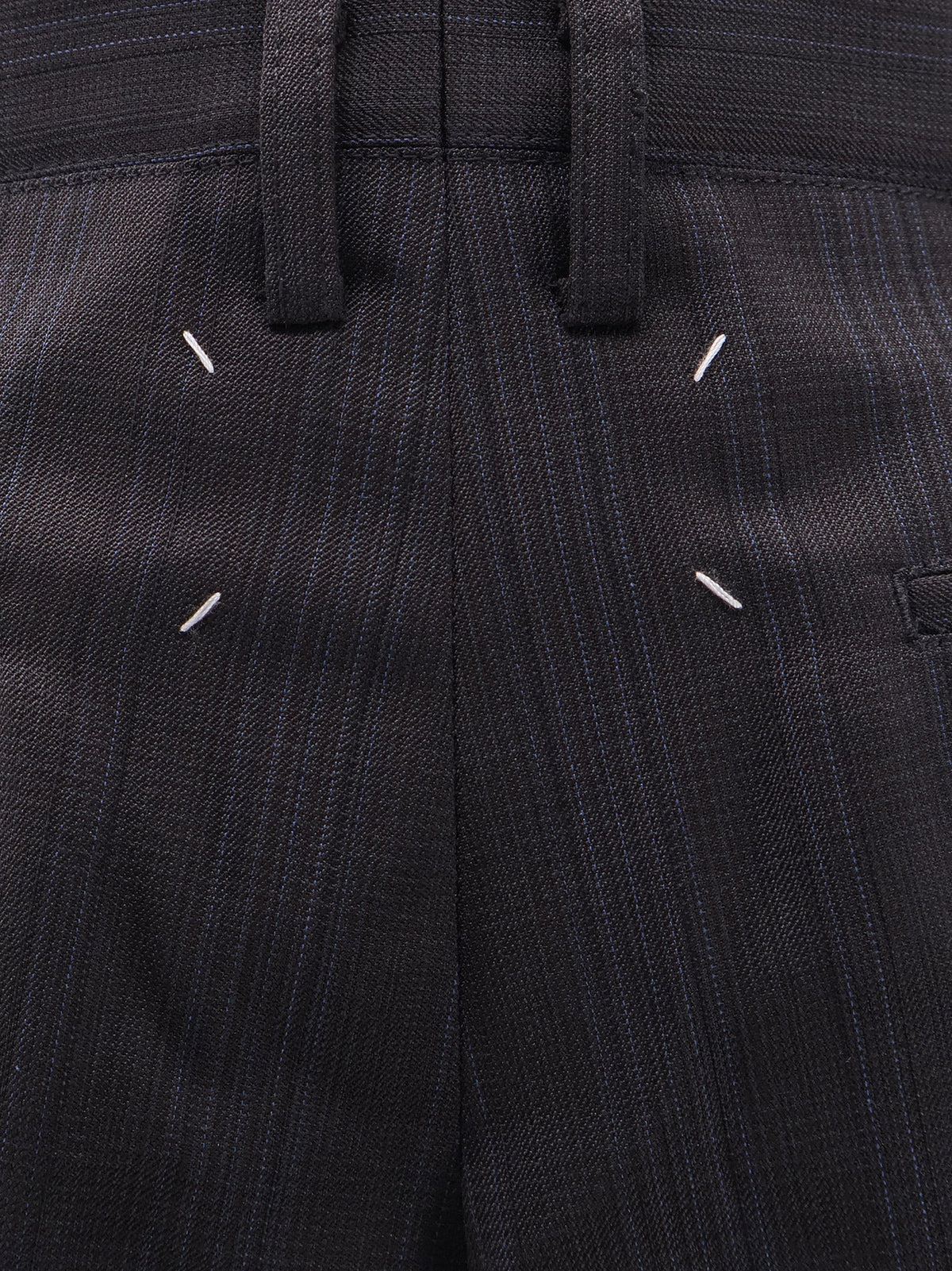 Maison Margiela Striped virgin wool shorts - Black/Blue