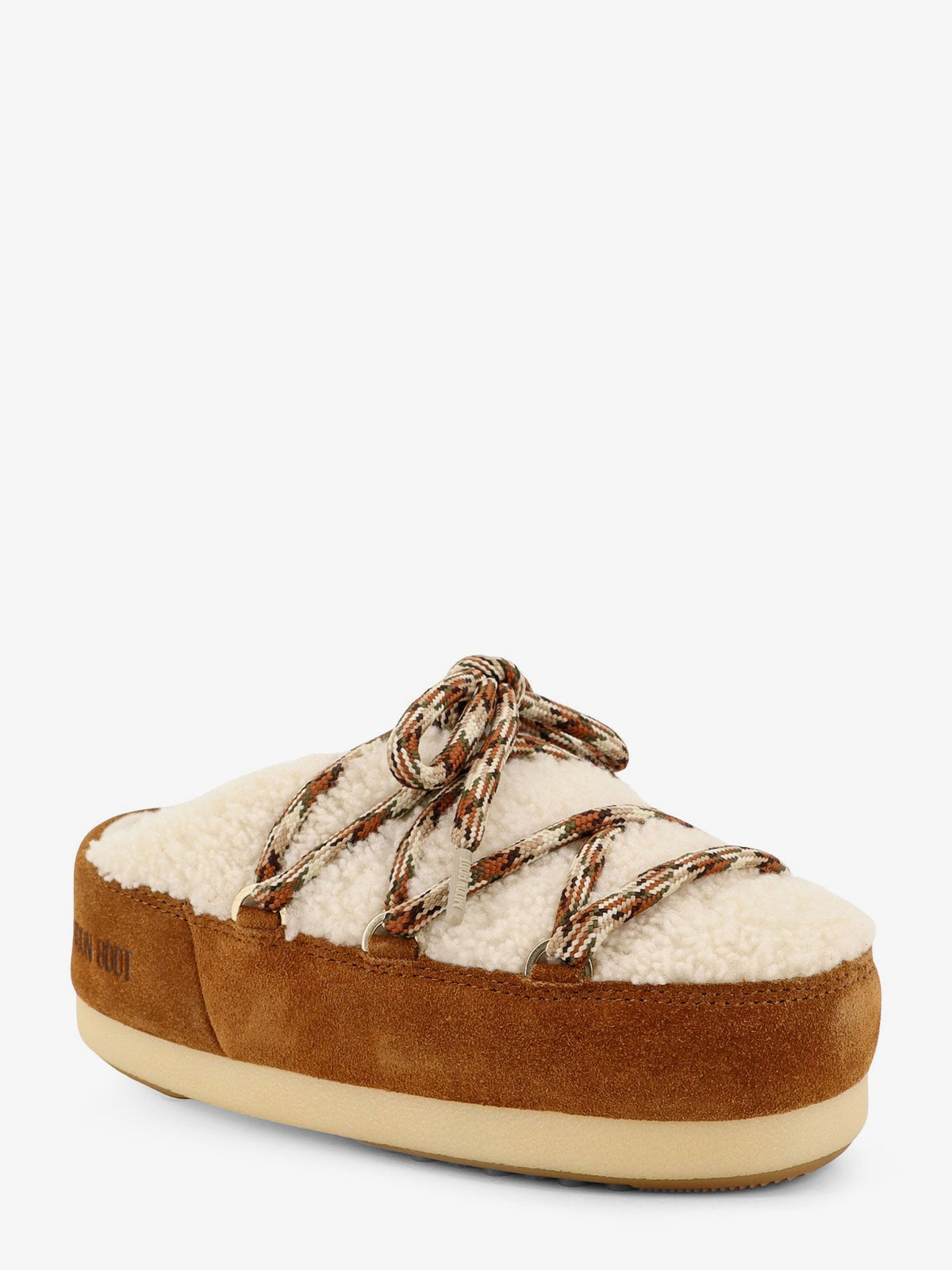 Moon Boot Shearling and suede slip-on - Whisky Off White