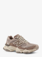 New Balance 9060 mesh and suede low-top sneakers - Mushroom