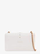 Pinko Leather shoulder bag with love birds buckle - Bianco