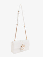 Pinko Leather shoulder bag with love birds buckle - Bianco