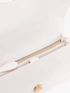 Pinko Leather shoulder bag with love birds buckle - Bianco