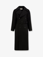 Saint Laurent Certified wool coat with belt - Noir