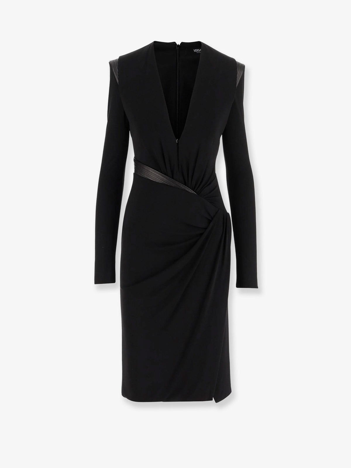 Versace Crepe mini dress with V-neckline - Black