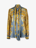 Versace Cheetah Foulard Lavallière silk shirt - Light Grey+Elephant Grey