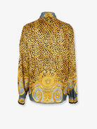 Versace Cheetah Foulard Lavallière silk shirt - Light Grey+Elephant Grey