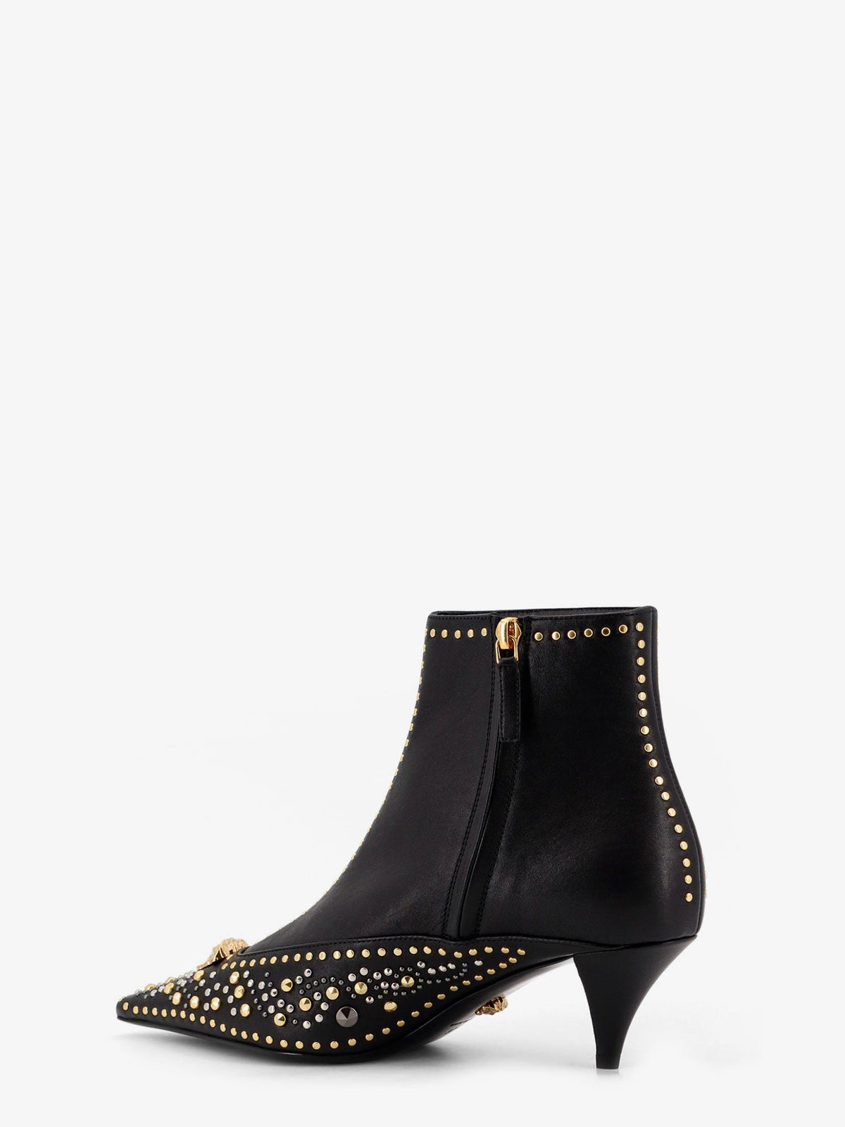 Versace Leather ankle boots - Black-Versace Gold+Palladium