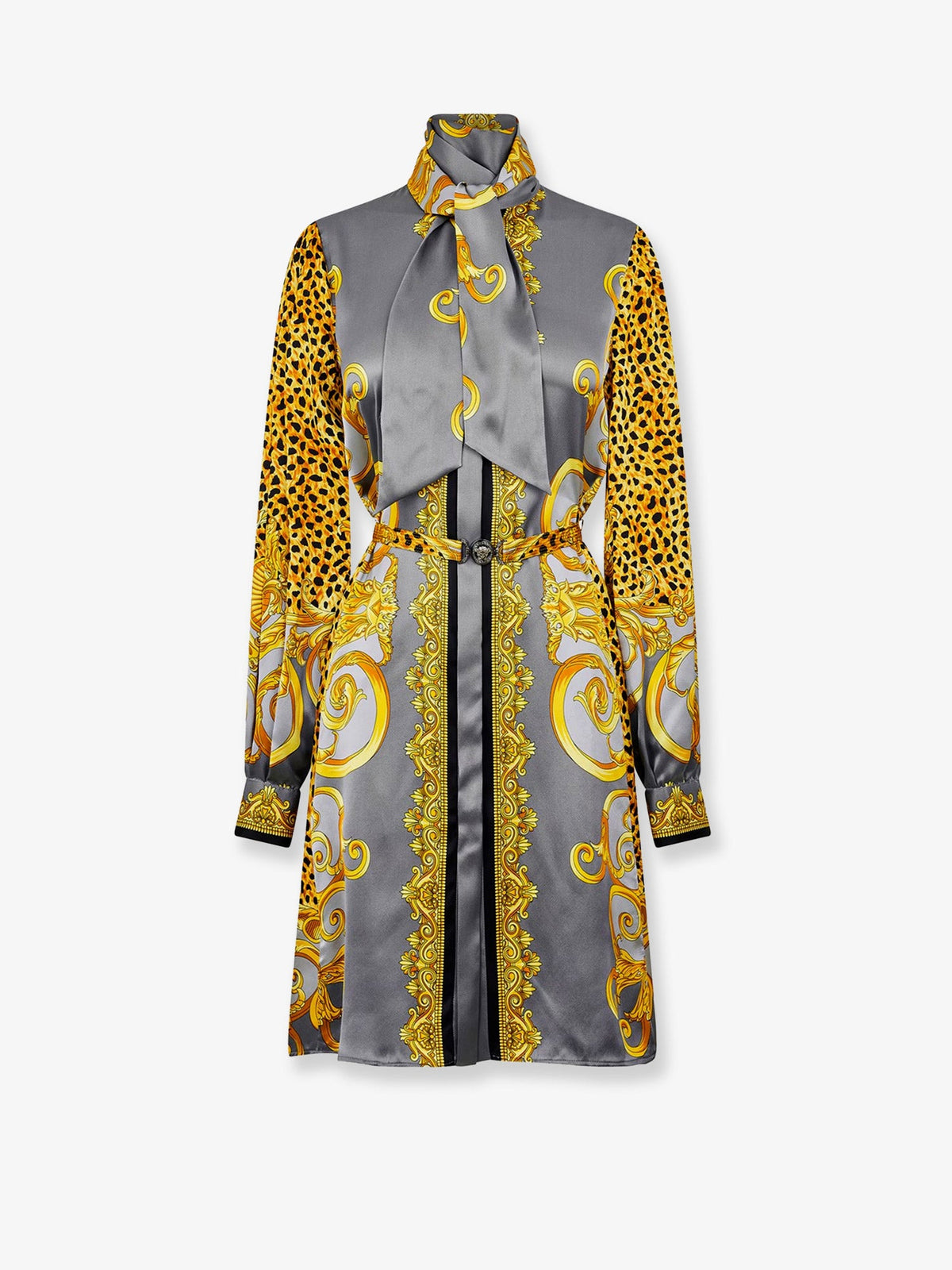 Versace Silk Chemisier/Dress - Light Grey+Elephant Grey