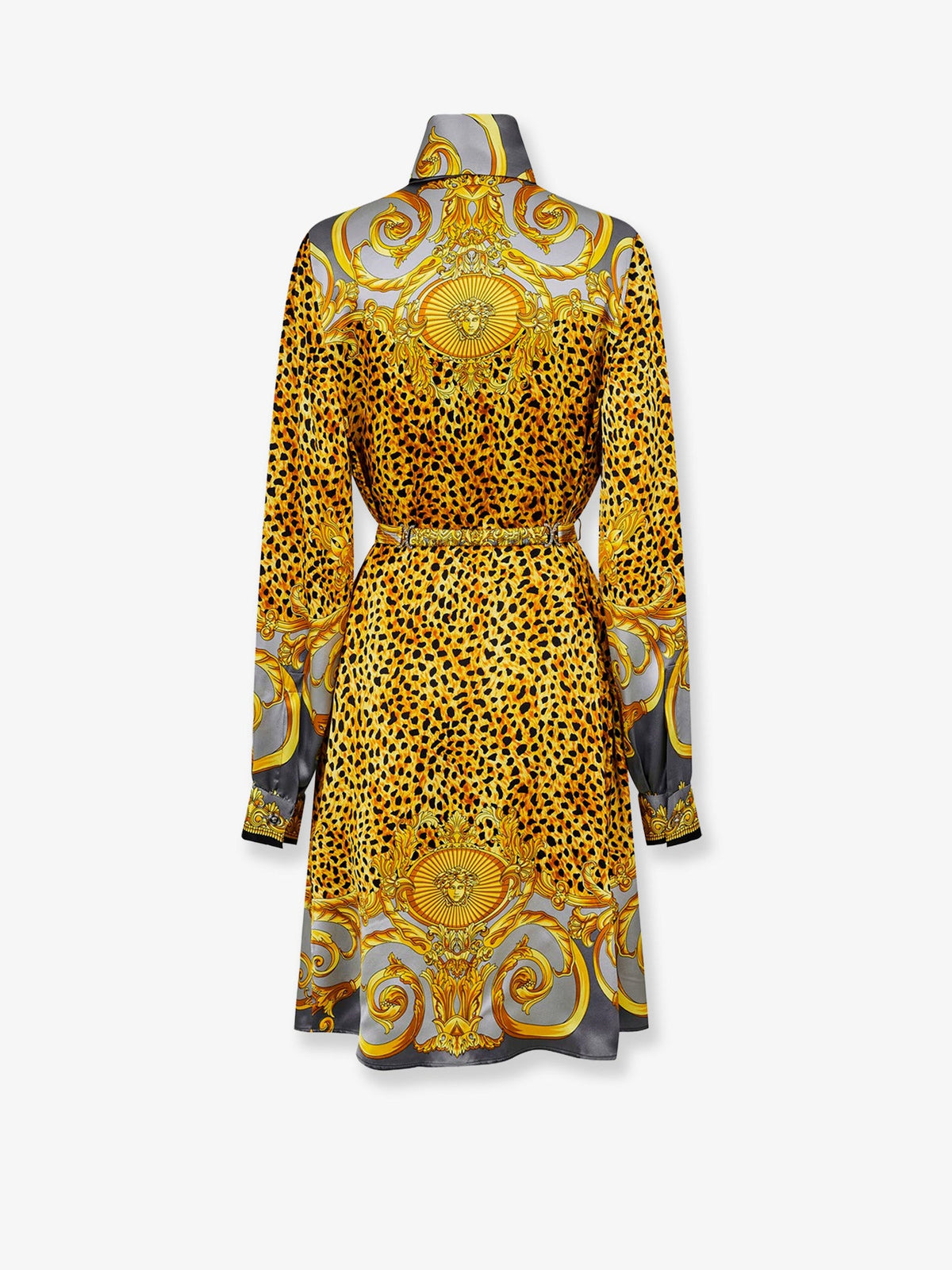 Versace Silk Chemisier/Dress - Light Grey+Elephant Grey