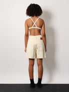 Moncler Stretch cotton shorts with maxi logo patch - Beige