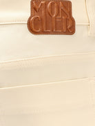 Moncler Stretch cotton shorts with maxi logo patch - Beige