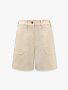 Moncler Stretch cotton shorts with maxi logo patch - Beige