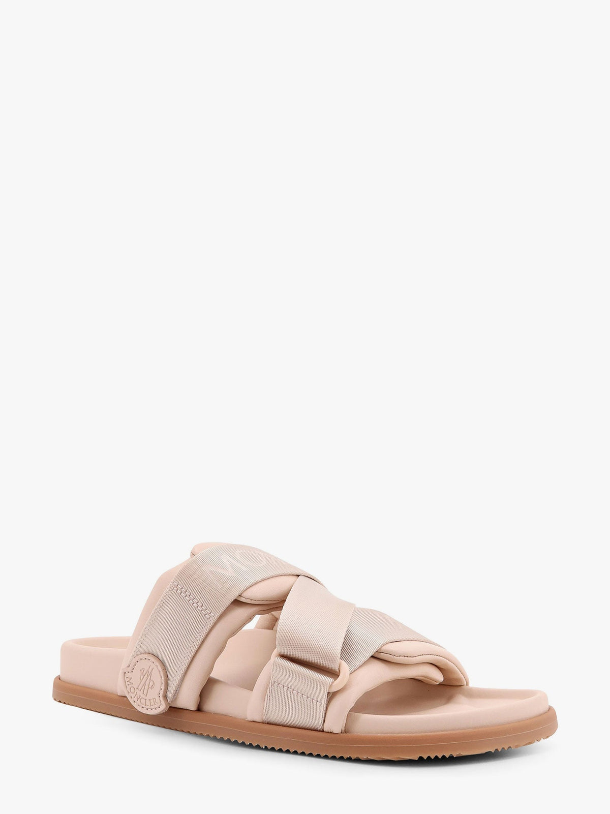 Moncler Mon summer leather sandals with nylon details - Rosa