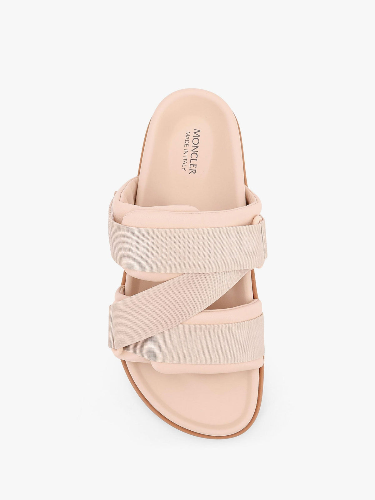 Moncler Mon summer leather sandals with nylon details - Rosa