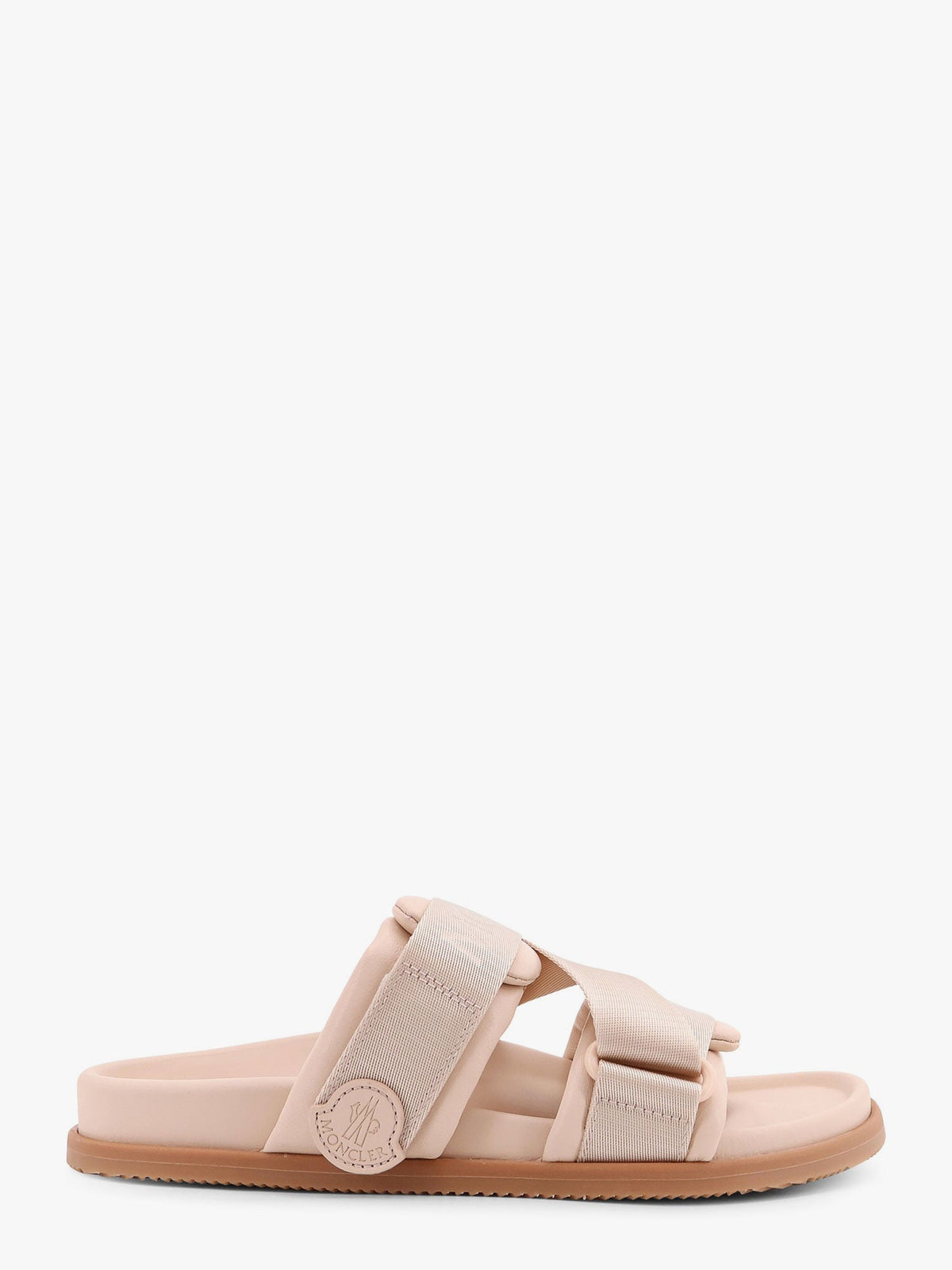 Moncler Mon summer leather sandals with nylon details - Rosa