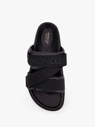 Moncler Mon summer leather sandals with nylon details - Nero