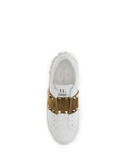 Valentino Garavani Rockstud Untitled Sneakers with suede band - White/Havana Beige/White