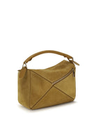 Loewe Small Featherlight Puzzle suede Handbag - Ochre