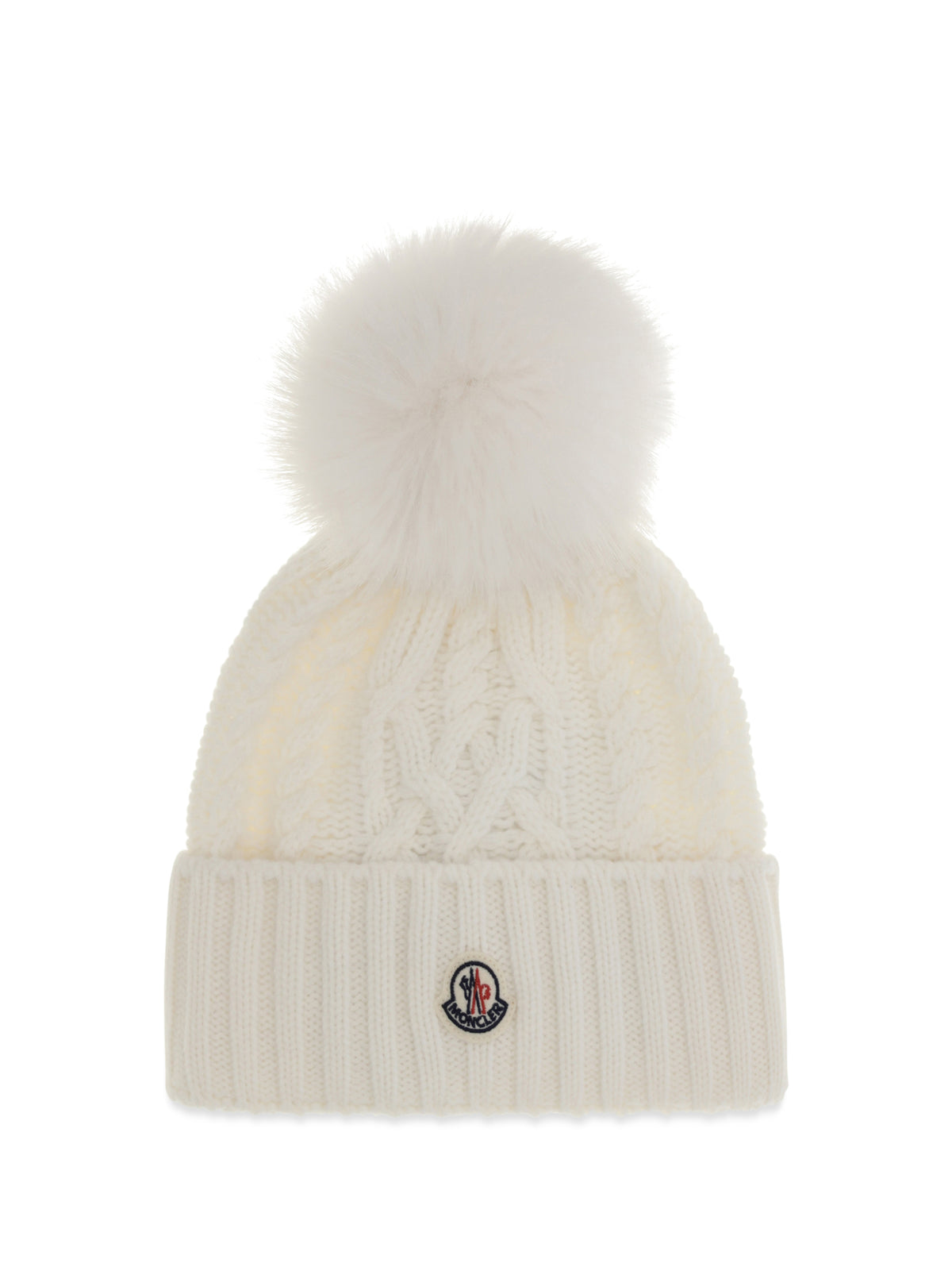 Moncler Wool and cashmere Beanie with pom-pom - White