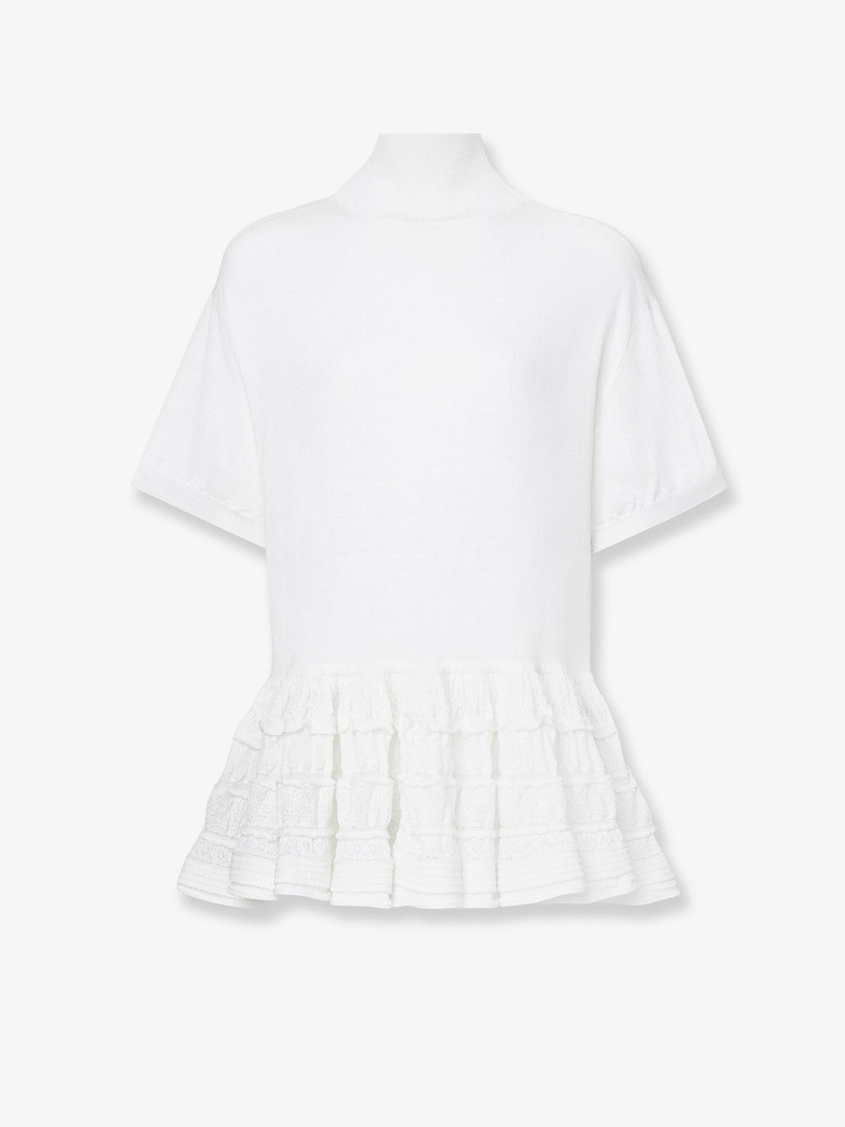 Alaïa Peplum virgin wool sweater - Blanc