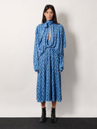 Balenciaga Printed fabric long dress - Blue
