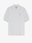 Brunello Cucinelli Technical fabric polo shirt with embroidered logo on the front - Biancoacciaio