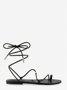 Celine Leather sandals with metal Triomphe logo - Black