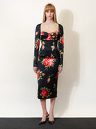 Dolce & Gabbana Viscose dress with iconic print - Bouquet Rose Nero