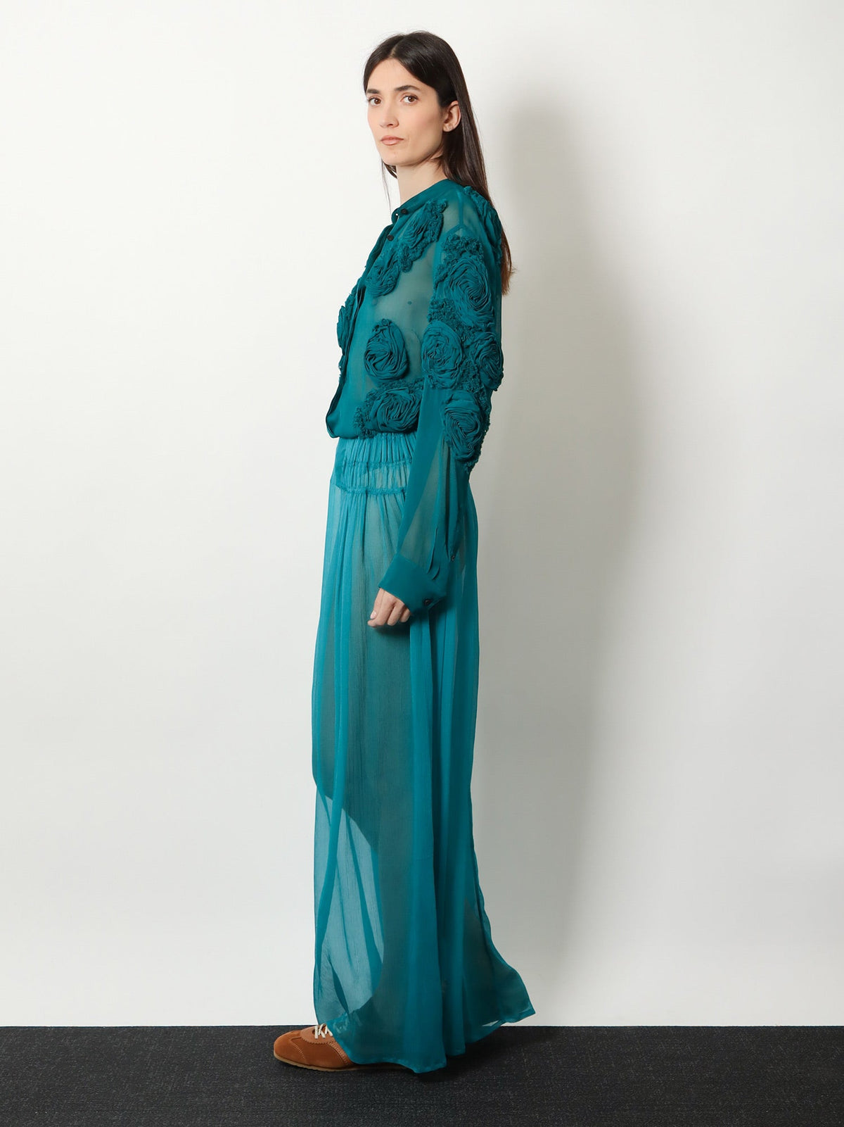 Dries Van Noten Scarlett silk skirt - Petrol