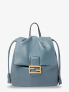 Fendi Leather backpack with metal FF logo detail - Mercurio