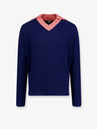 Fendi Cotton sweater with contrasting collar - Blu Ink+Peonia