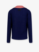 Fendi Cotton sweater with contrasting collar - Blu Ink+Peonia