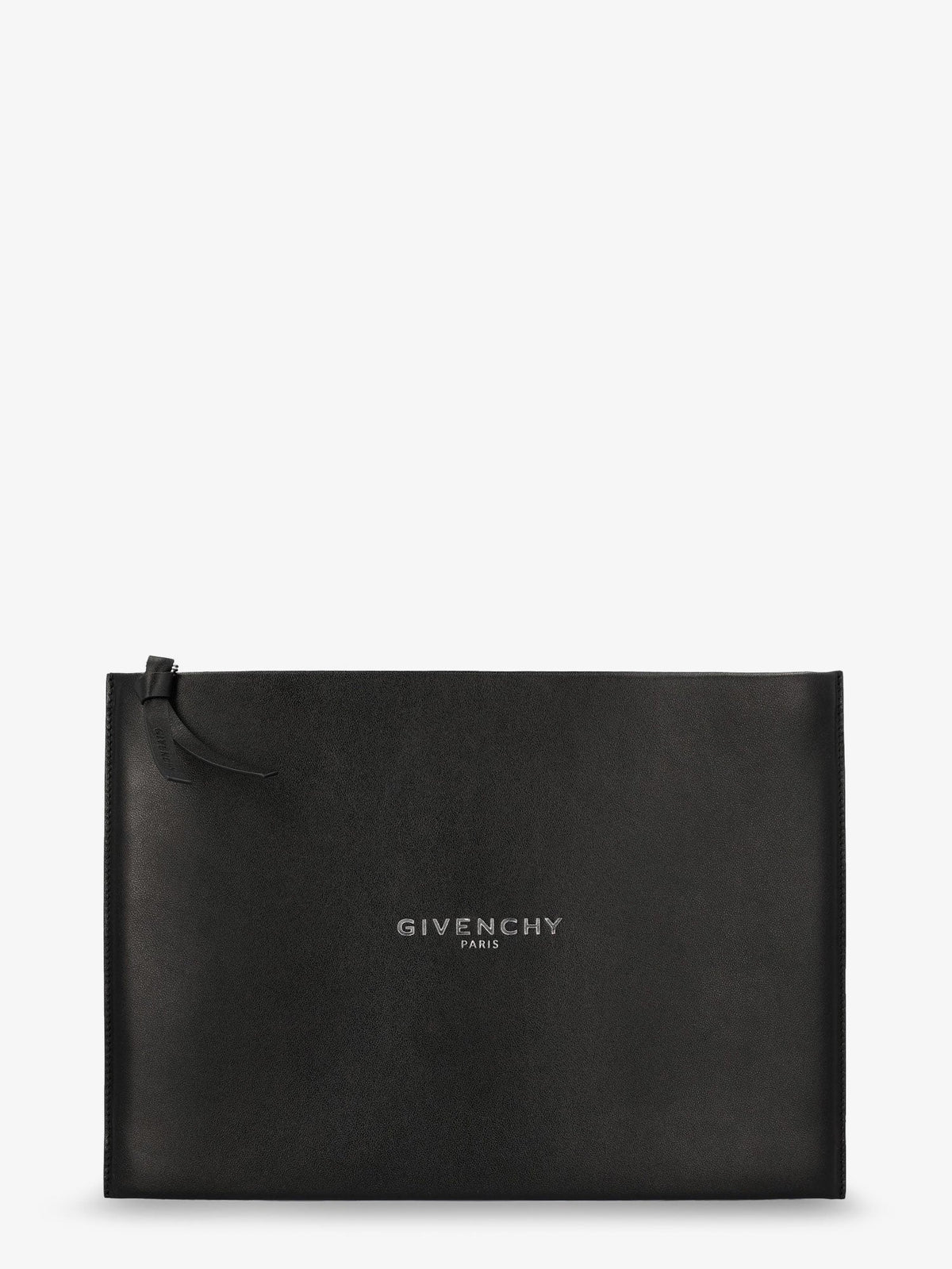 Givenchy Leather clutch bag with lettering logo on the front - Black